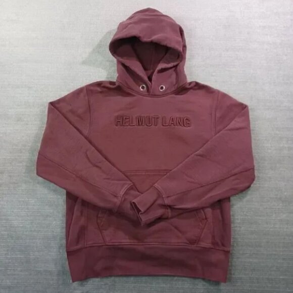 Helmut Lang Hoodie Womens Large Burgundy Heavyweight Embroidered Logo Casual - Picture 6 of 10